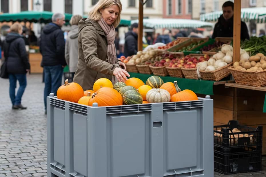 cargo 600 atossico per alimenti con zucche al mercato